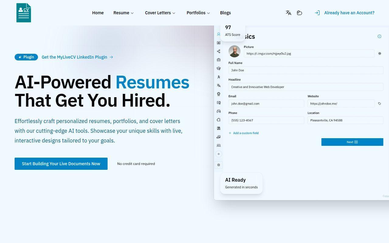 MyLiveCV screenshot